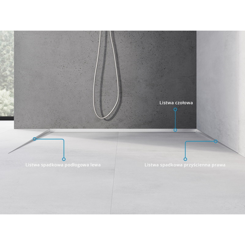 Mexen Line-B plintă înclinată pentru podea 120 cm stânga, inox - 181001120L