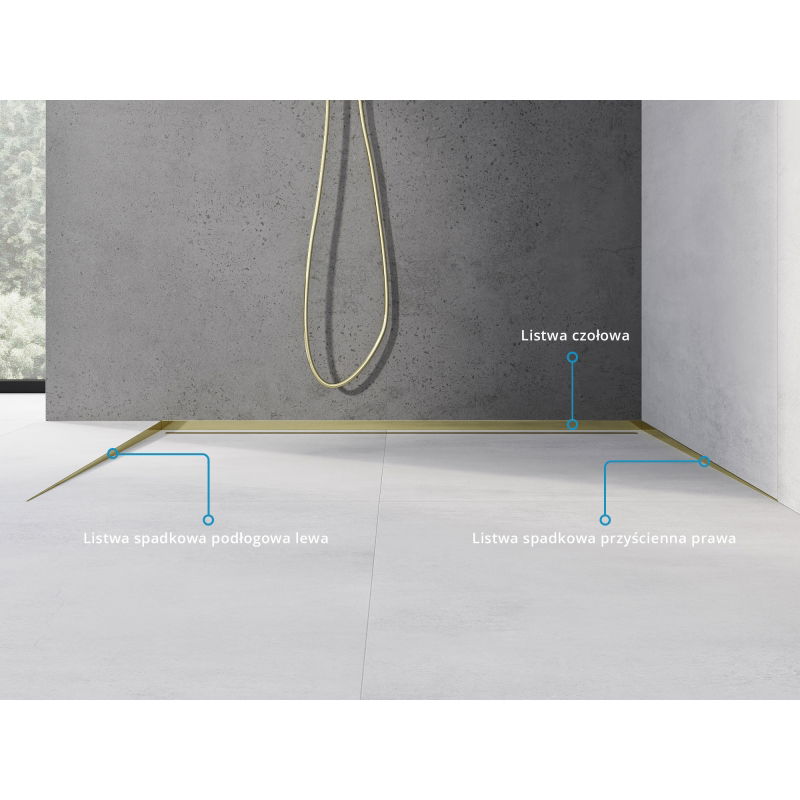 Mexen Line-B șină de pantă pentru podea 120 cm stânga, aurie - 185001120L