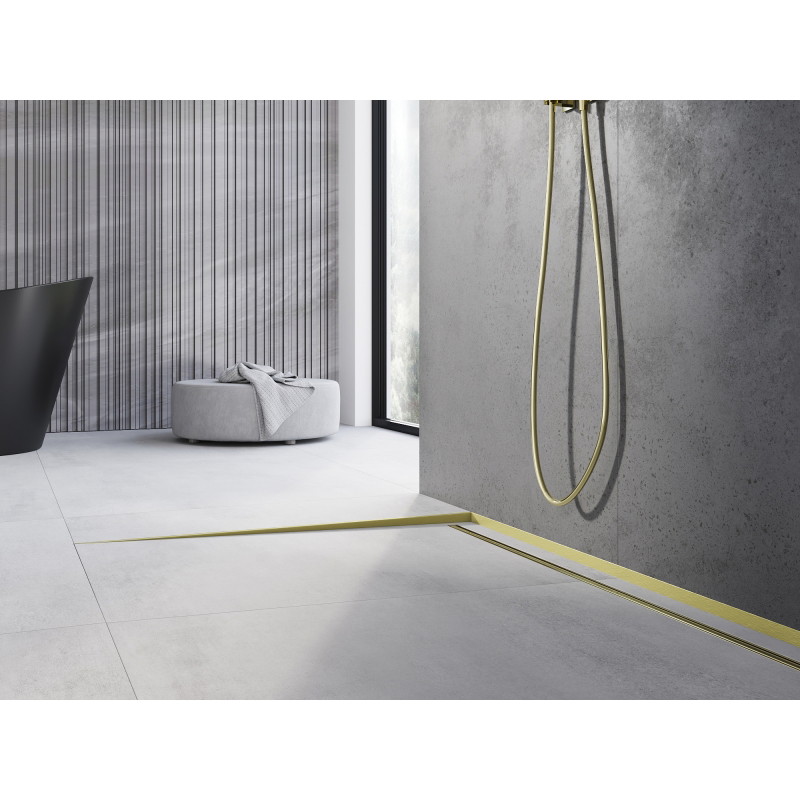 Mexen Line-B padlószint leesési szalag 120 cm bal, arany kefe - 185501120L