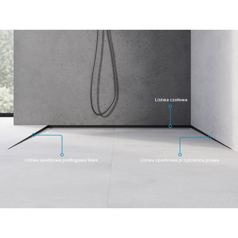 Mexen Line-B plintă de pardoseală 120 cm stânga, neagră - 187001120L