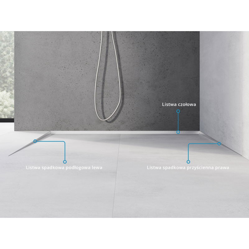 Mexen Line-B padlószegély, lejtős, 180 cm bal, inox - 181001180L