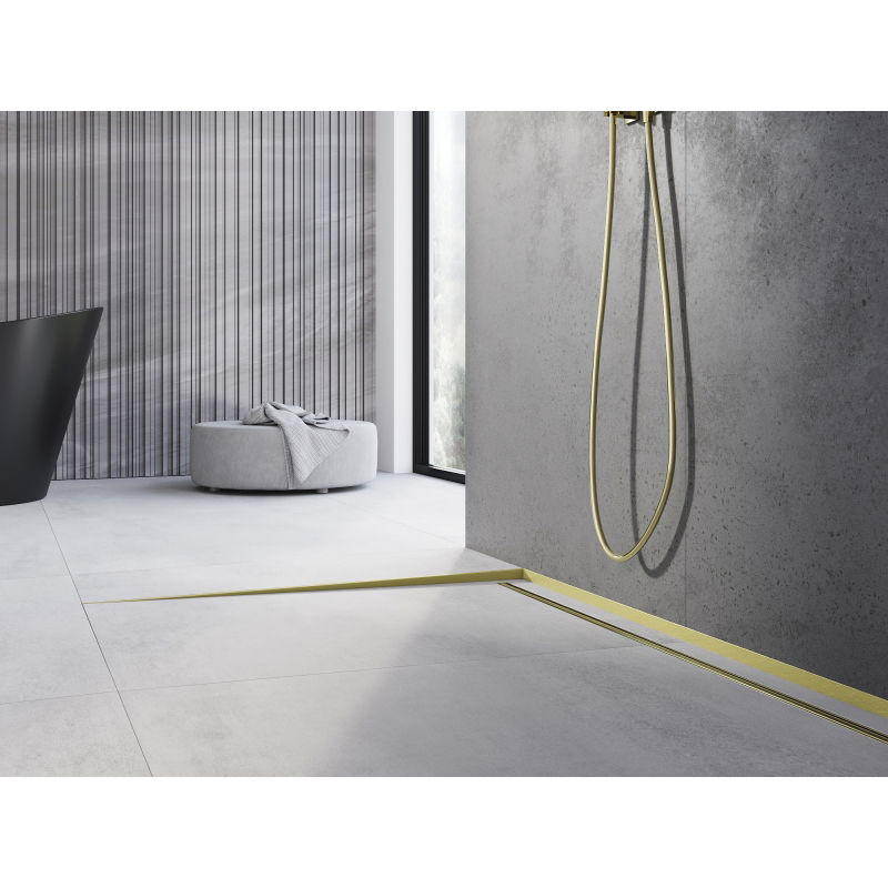 Mexen Line-B bordură de pardoseală 180 cm stânga, aurie periată - 185501180L