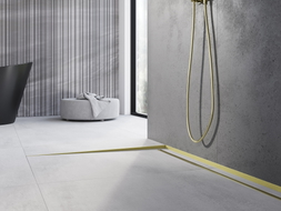Mexen Line-B plintă podea înclinată 180 cm stânga, aurie periată - 185501180L