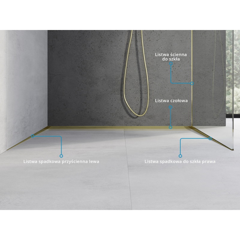 Mexen Line-B fali takaróléc a fal mentén 120 cm bal, arany - 185002120L