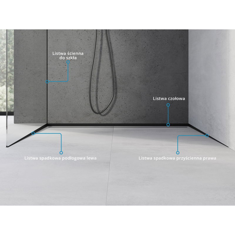 Mexen Line-B fali beszúró szegély 120 cm jobb, fekete - 187002120R