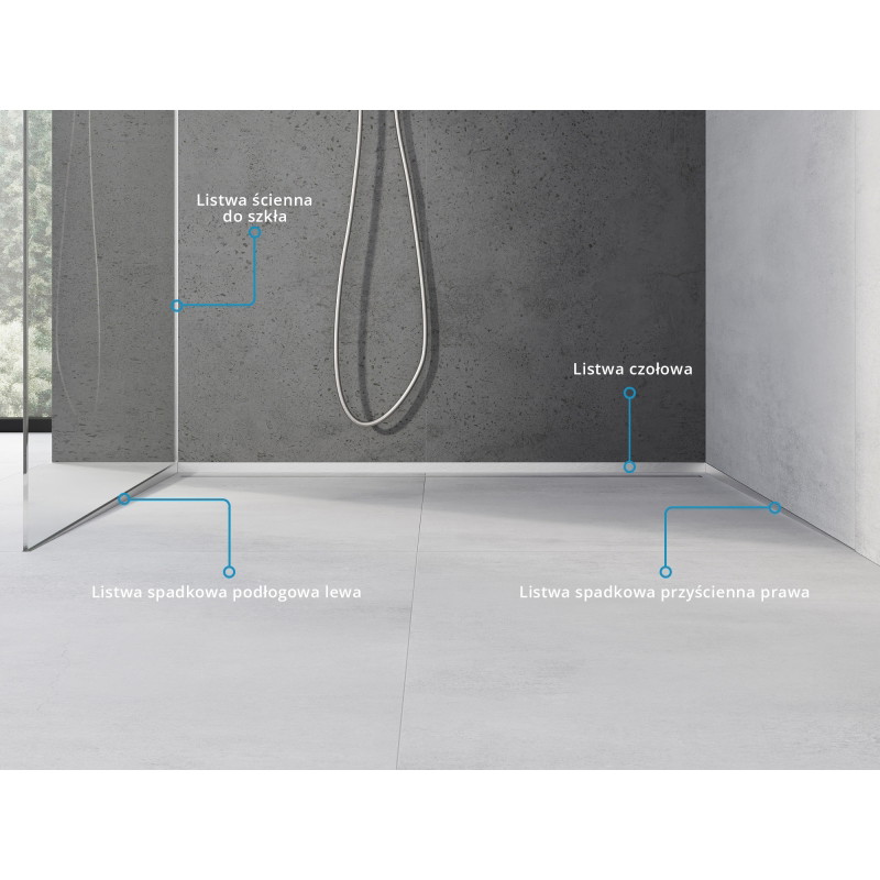 Mexen Line-B plintă de scurgere perete 180 cm dreapta, inox - 181002180R