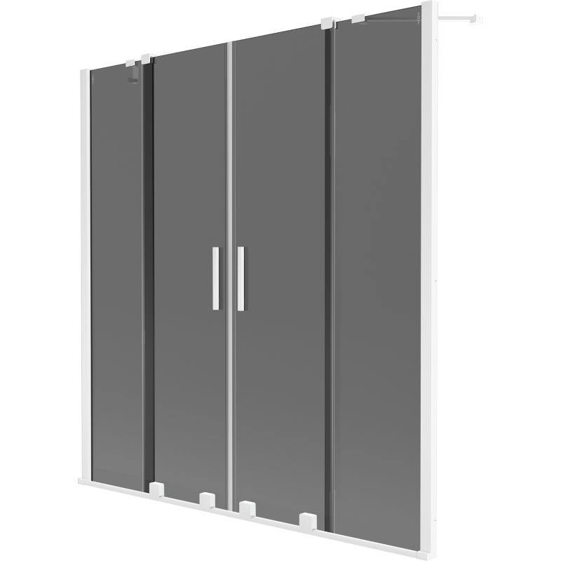 Mexen Velar Duo paravan pentru cadă, 2 canaturi glisante, 140 x 150 cm, grafit, alb - 896-140-000-42-20