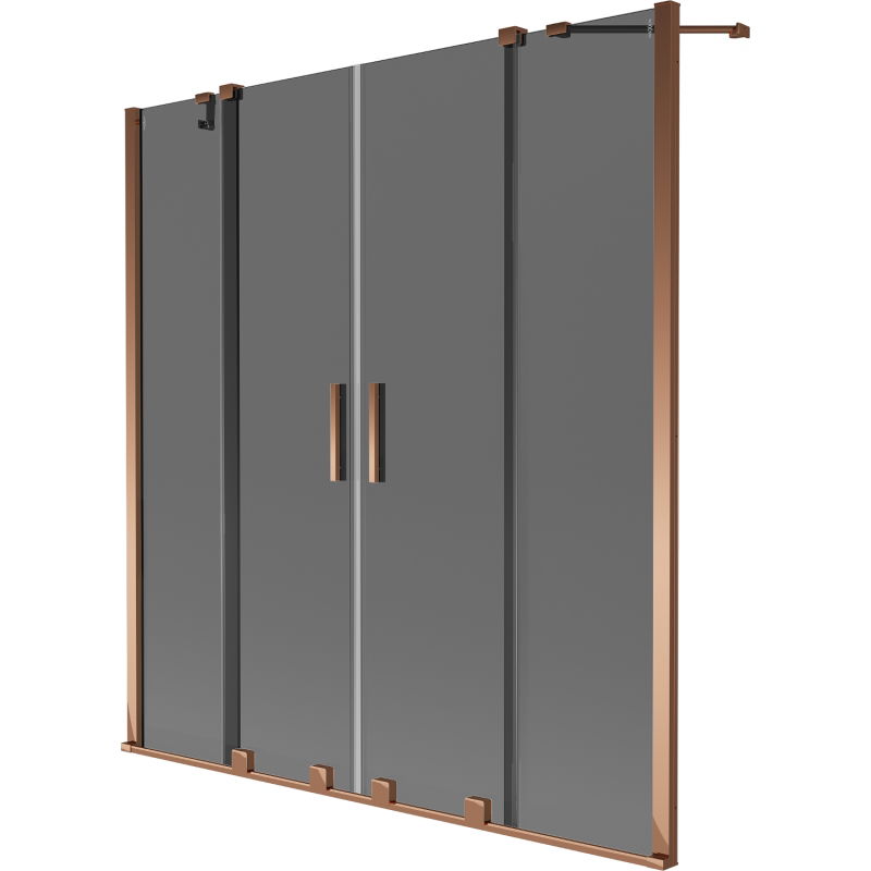 Mexen Velar Duo paravan de baie cu 2 uși glisante 140 x 150 cm, grafit, aur roz - 896-140-000-42-60
