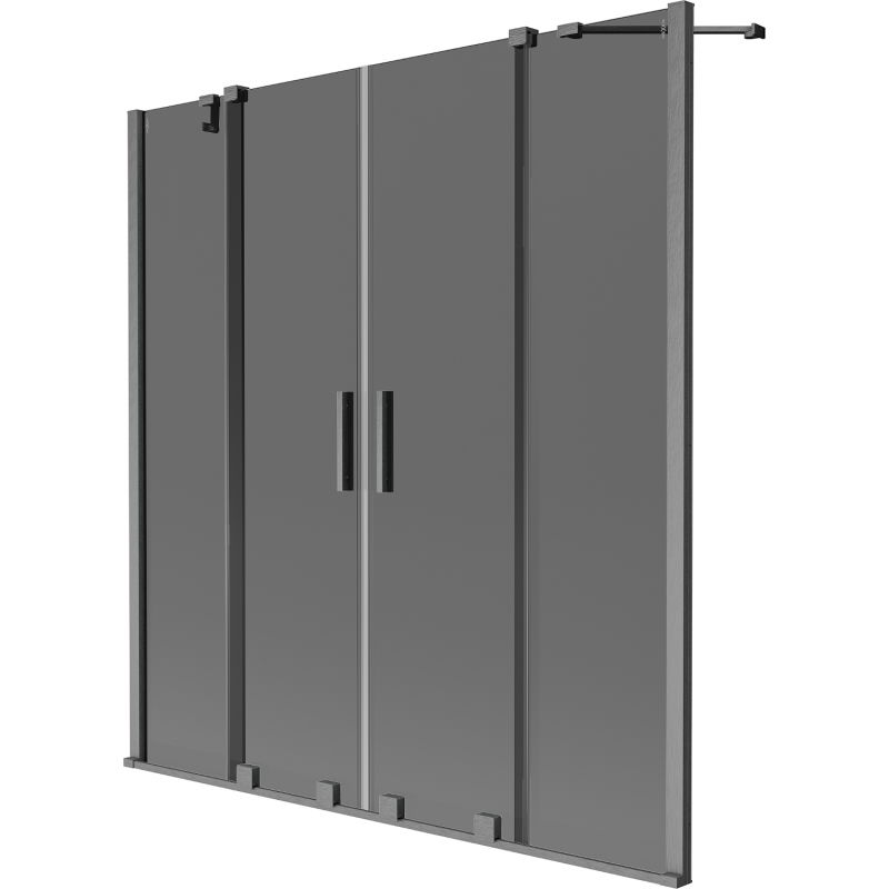 Mexen Velar Duo kétpaneles fürdőkád paraván, toló, 140 x 150 cm, grafit, szálcsiszolt gun gray - 896-140-000-42-66