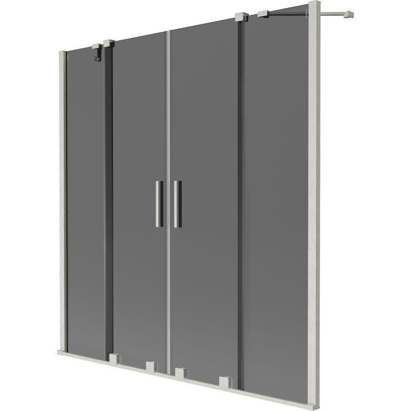 Mexen Velar Duo kádparaván 2 szárnyú tolóajtós 140 x 150 cm, grafit, csiszolt nikkel - 896-140-000-42-97