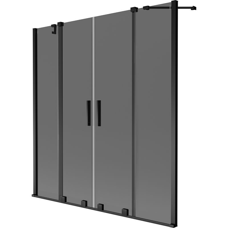 Mexen Velar Duo kétszárnyú toló fürdőkádparaván 160 x 150 cm, grafit, fekete - 896-160-000-42-70