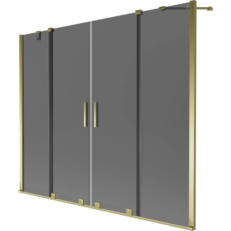 Mexen Velar Duo kétszárnyú, toló fürdőkád paraván 170 x 150 cm, grafit, arany - 896-170-000-42-50