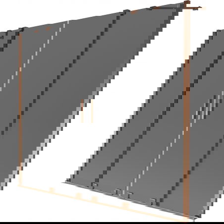 Mexen Velar Duo kétszárnyú fürdőkád-paraván, tolóajtós, 170 x 150 cm, grafit, rózsaarany - 896-170-000-42-60