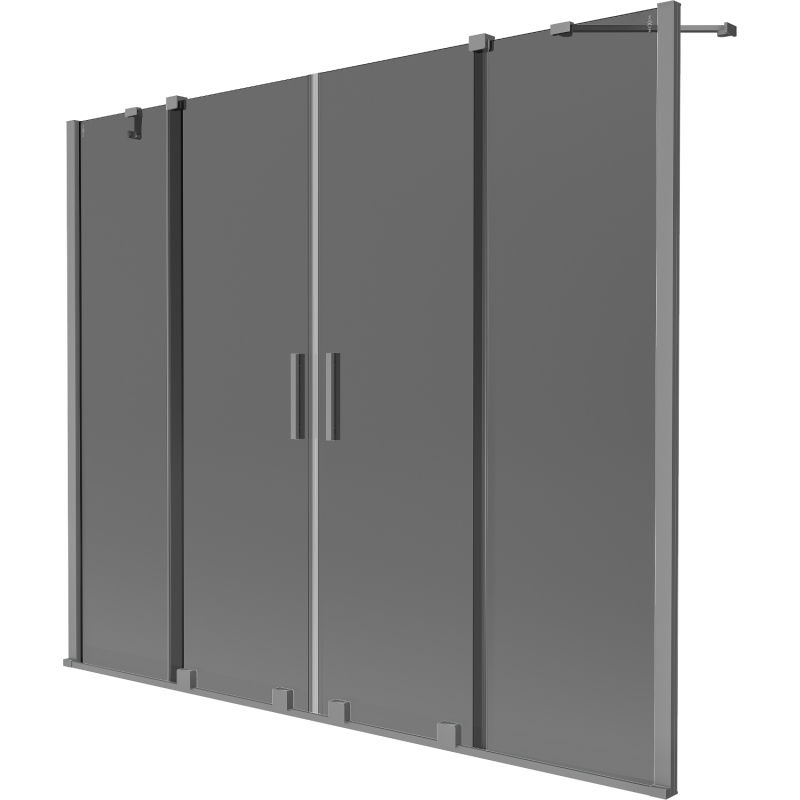 Mexen Velar Duo kétszárnyú, 170 x 150 cm-es eltolható fürdőkádparaván, grafit, pisztolyszürke - 896-170-000-42-95