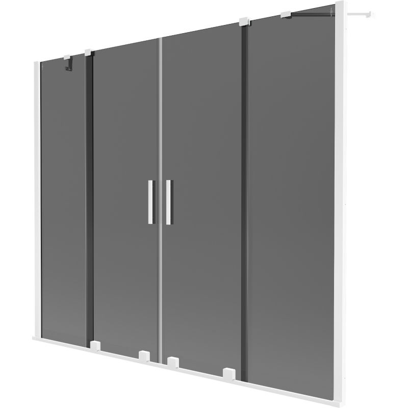 Mexen Velar Duo 2-szárnyú tolható fürdőkád paraván 190 x 150 cm, grafit, fehér - 896-190-000-42-20
