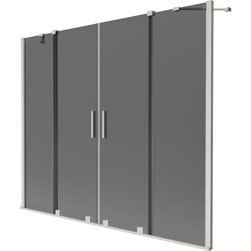 Mexen Velar Paravan duo pentru cadă, cu 2 aripi glisante, 190 x 150 cm, grafit, nichel periat - 896-190-000-42-97