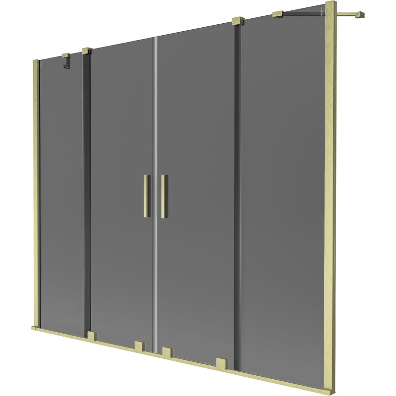 Mexen Velar Duo kétszárnyú tolófürdőszobai válaszfal 200 x 150 cm, grafit, arany kefélt - 896-200-000-42-55
