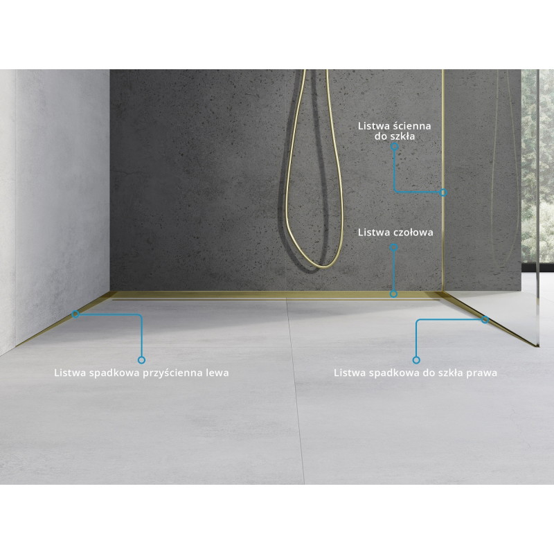 Mexen Line-B șină de scurgere pentru sticlă 180 cm dreapta, aurie - 185004180R