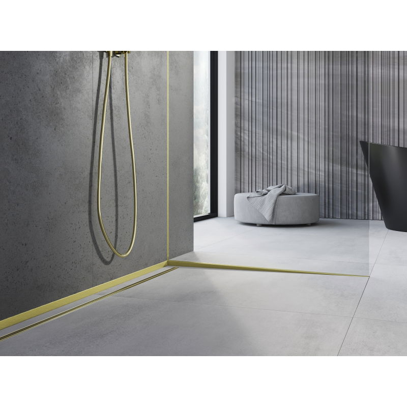 Mexen Line-B șină de scurgere pentru sticlă 120 cm dreapta, perie de aur - 185504120R