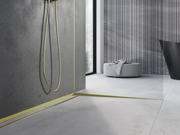 Mexen Line-B șină de scurgere pentru sticlă 120 cm dreapta, perie de aur - 185504120R