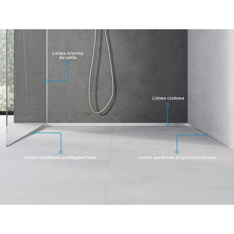 Mexen Line-B vízelvezető sín üveghez 120 cm bal, inox - 181004120L