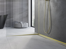 Mexen Line-B szögletes üvegléc 120 cm bal, arany kefe - 185504120L