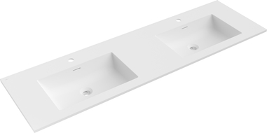 Mexen Otis chiuvetă dublă încastrată în blat 161 x 46,5 cm, alb mat - 25181601D