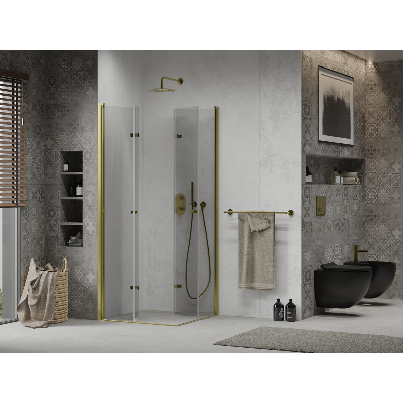 Mexen Lima Cabină de duș pliabilă Duo 70 x 70 cm, transparentă, auriu - 856-070-070-50-00-02