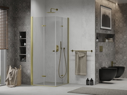 Mexen Lima Duo cabină de duș pliabilă 80 x 80 cm, transparent, Aurie - 856-080-080-50-00-02