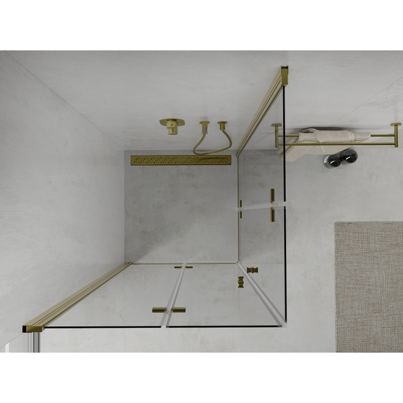 Mexen Lima Duo cabină de duș pliabilă 80 x 80 cm, transparentă, aurie - 856-080-080-50-00-02