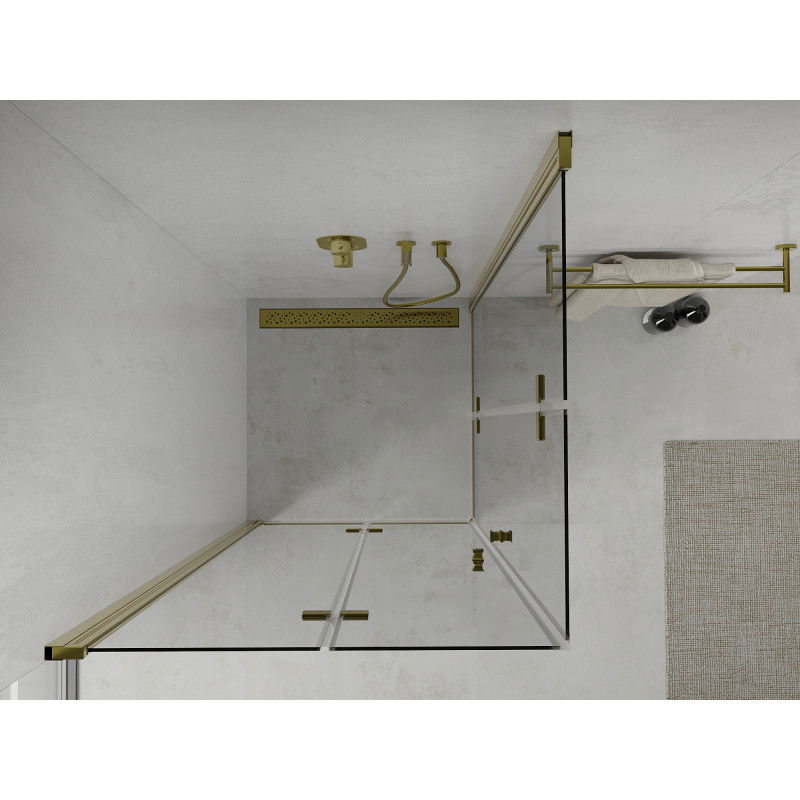 Mexen Lima Duo cabină de duș pliabilă 90 x 90 cm, transparent, auriu - 856-090-090-50-00-02