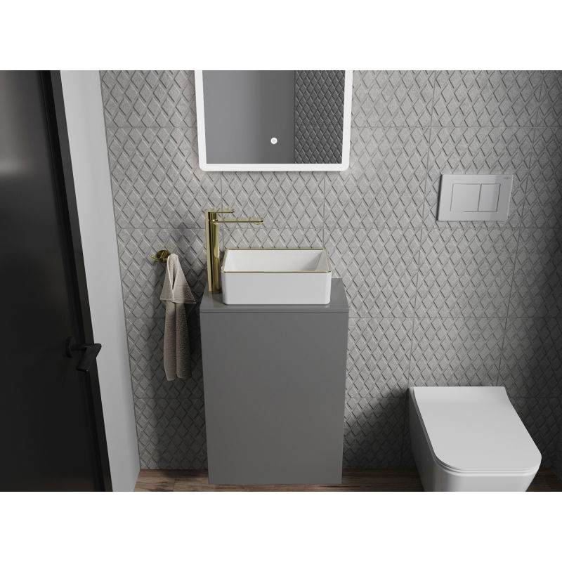 Mexen Nadia munkalapra szerelhető mosdó 36 x 23 cm, fehér/arany perem - 21613605