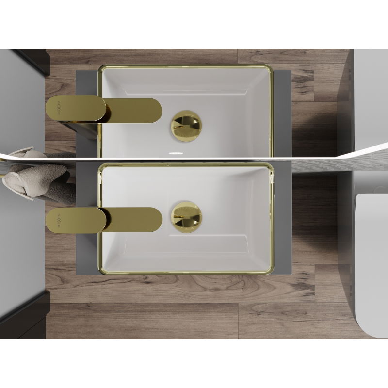 Mexen Nadia munkalapra szerelhető mosdó 36 x 23 cm, fehér/arany perem - 21613605