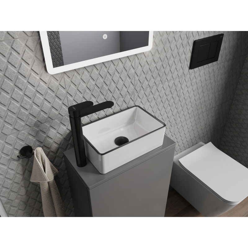 Mexen Nadia chiuvetă deasupra blatului 36 x 23 cm, alb/negru margine - 21613607