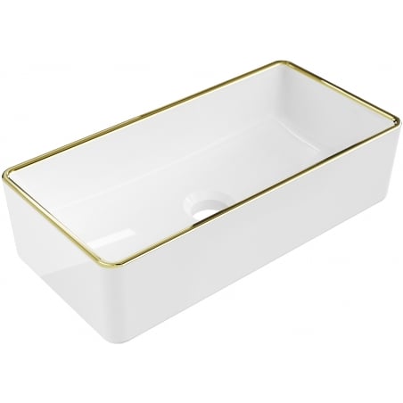Mexen Nadia chiuvetă pe blat 46 x 23 cm, albă/rant auriu - 21614605