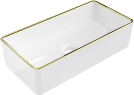 Mexen Nadia chiuvetă de blat 46 x 23 cm, alb/margine aurie - 21614605