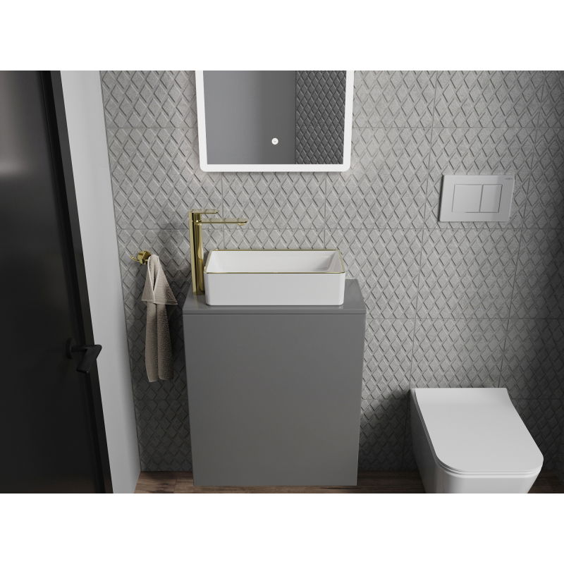 Mexen Nadia mosdó pultra helyezhető 46 x 23 cm, fehér/arany perem - 21614605