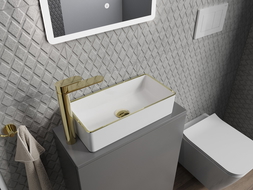 Mexen Nadia chiuvetă de blat 46 x 23 cm, alb/margine aurie - 21614605