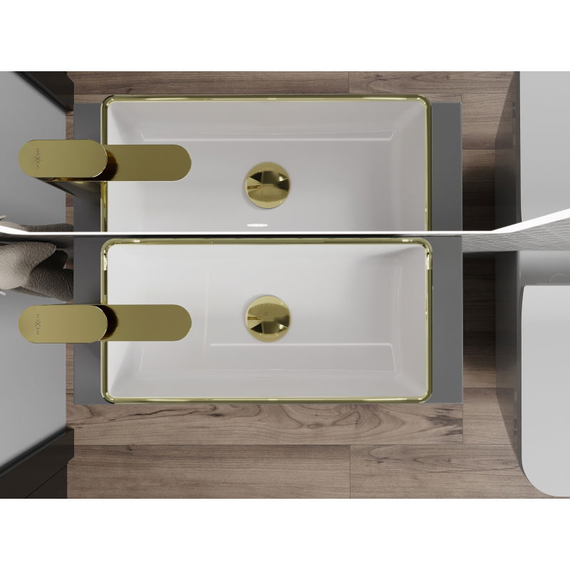 Mexen Nadia mosdó pultra helyezhető 46 x 23 cm, fehér/arany perem - 21614605