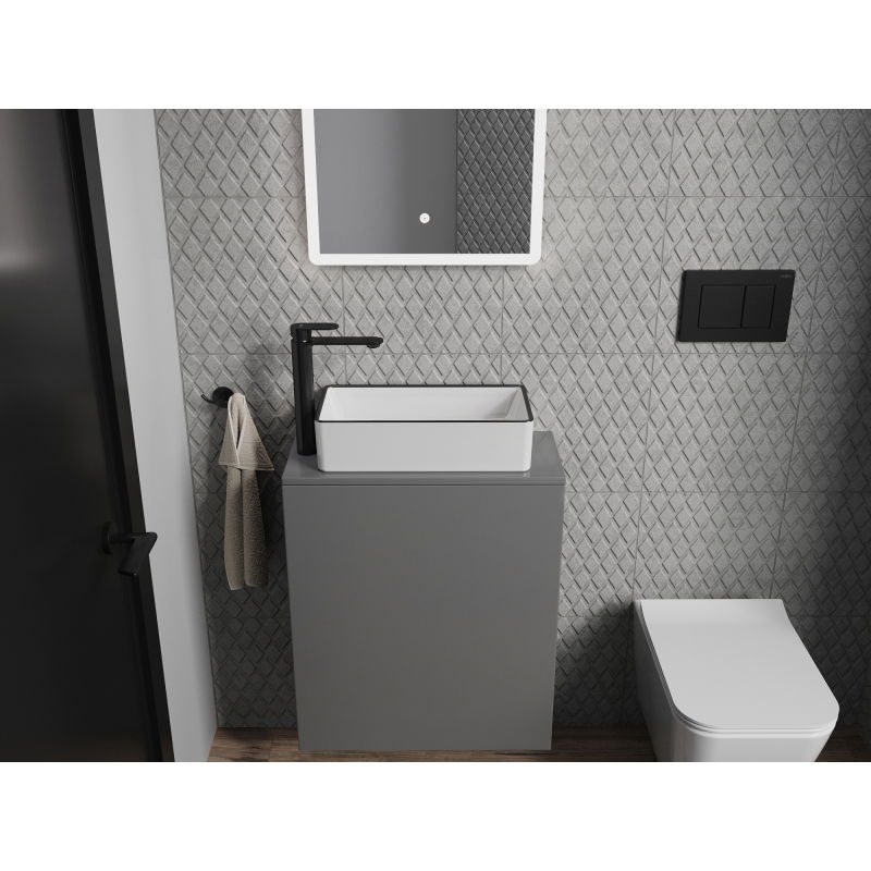 Mexen Nadia pultra tehető mosdókagyló 46 x 23 cm, fehér/fekete perem - 21614607