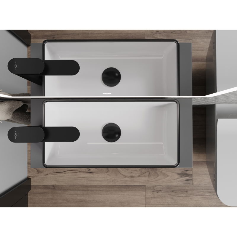 Mexen Nadia pultra tehető mosdókagyló 46 x 23 cm, fehér/fekete perem - 21614607