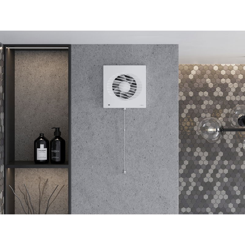Mexen DXS 150 fürdőszobai ventilátor, zsinóros kapcsoló, fehér - W9603-150K-00