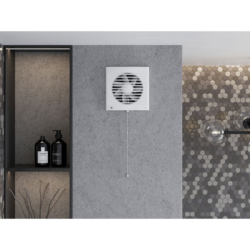 Mexen EXS 150 fürdőszobai ventilátor, zsínórkapcsoló, fehér - W9604-150K-00