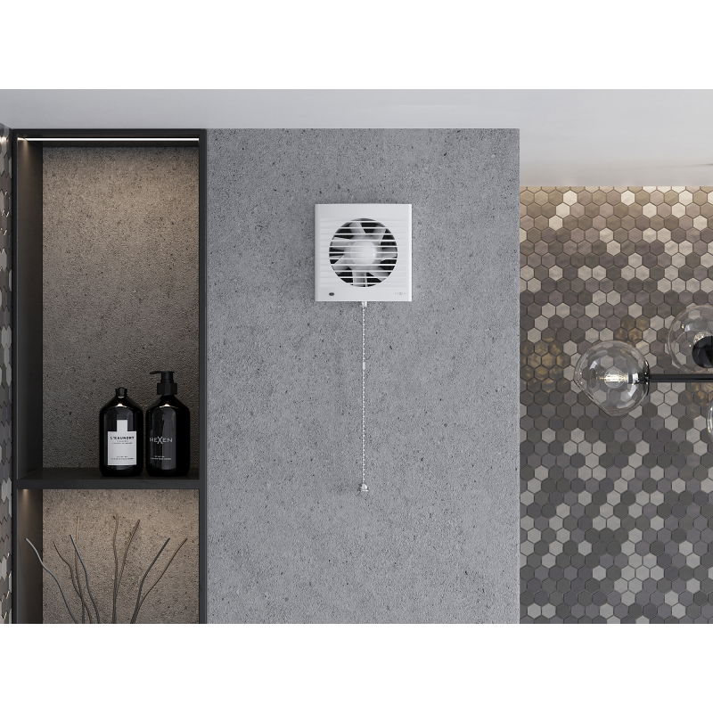 Mexen EXS 120 fürdőszobai ventilátor, zsinórkapcsoló, fehér - W9604-125K-00