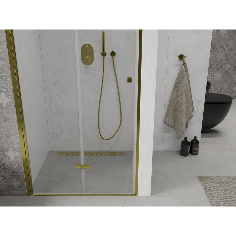 Mexen Lima uși de duș pliabile 80 cm, transparente, aurii - 856-080-000-50-00