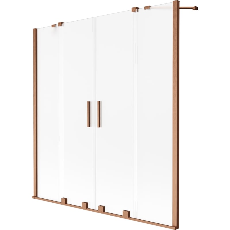 Mexen Velar Duo paravan pentru cadă, 2 canaturi glisante 140 x 150 cm, înghețat, cupru periat - 896-140-000-32-65