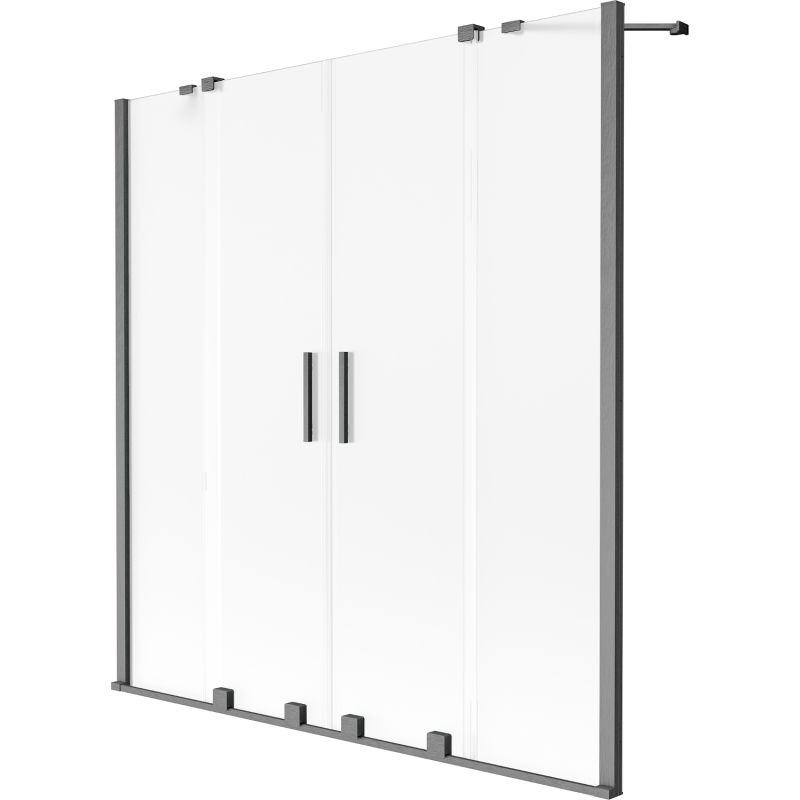 Mexen Velar Duo kádparaván 2-szárnyas toló 140 x 150 cm, zúzmara üveg, gun gray csiszolt - 896-140-000-32-66