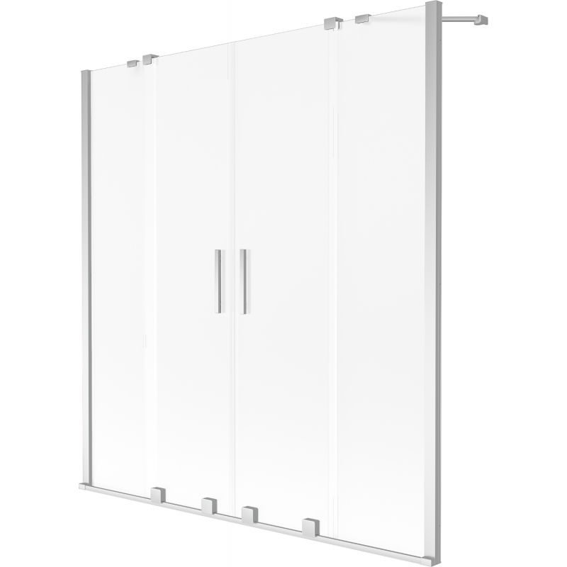 Mexen Velar Duo kétszárnyú, 160 x 150 cm-es tolható fürdőszobai paraván, homályos, króm - 896-160-000-32-01
