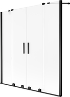 Mexen Velar Duo paravan de baie 2-panouri glisante 160 x 150 cm, înghețat, negru - 896-160-000-32-70