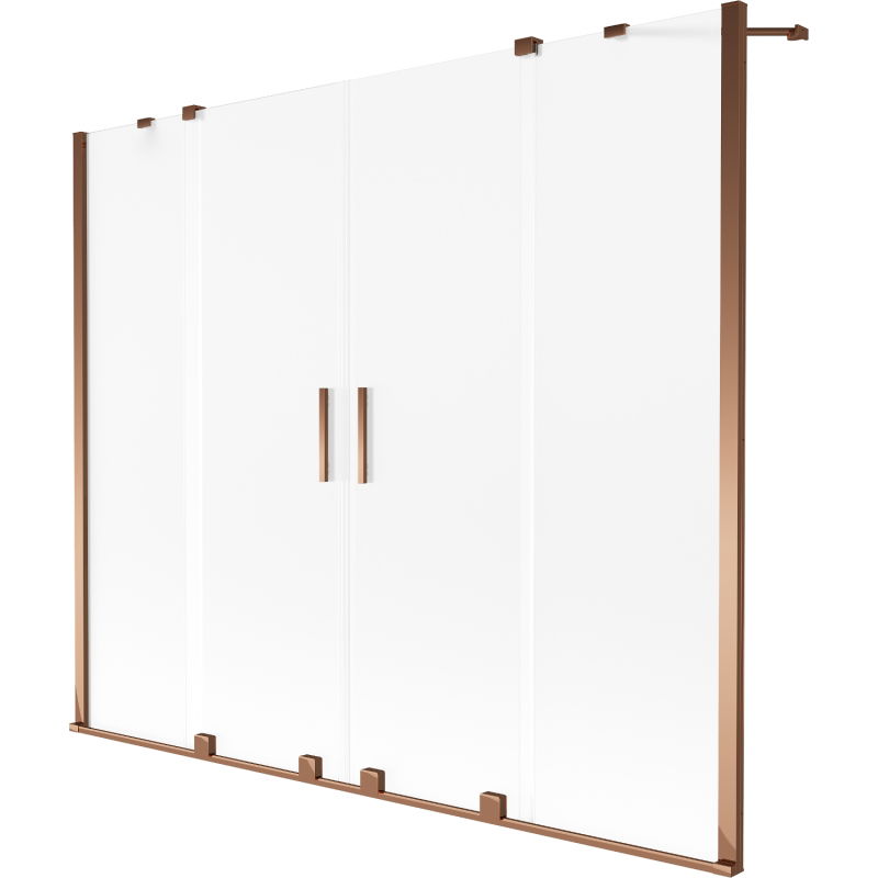 Mexen Velar Duo kétszárnyú, 2 szárnyú tolható kádparaván 170 x 150 cm, zúzmara, rózsa arany - 896-170-000-32-60